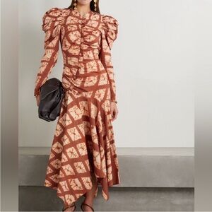 Ulla Johnson Orange Asymmetrical Ruffled Gown